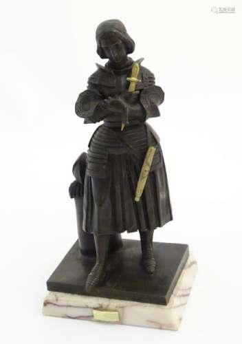 Early 20thC French bronze, Patinated sculpture with a