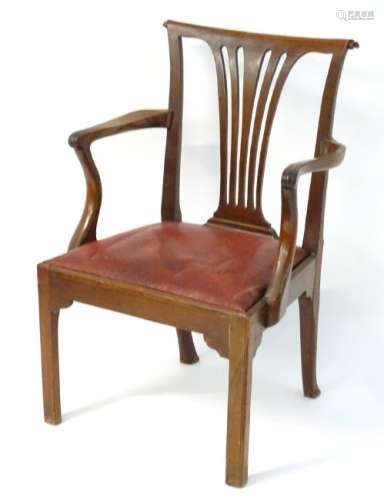 An early / mid 19thC Chippendale style open armchair