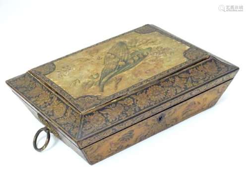 Penwork : A late 18thC / Regency Penwork box profusely