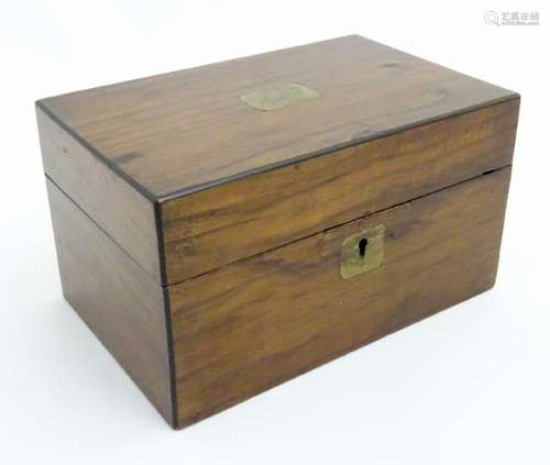 A Victorian walnut ladies box with pleated green silk