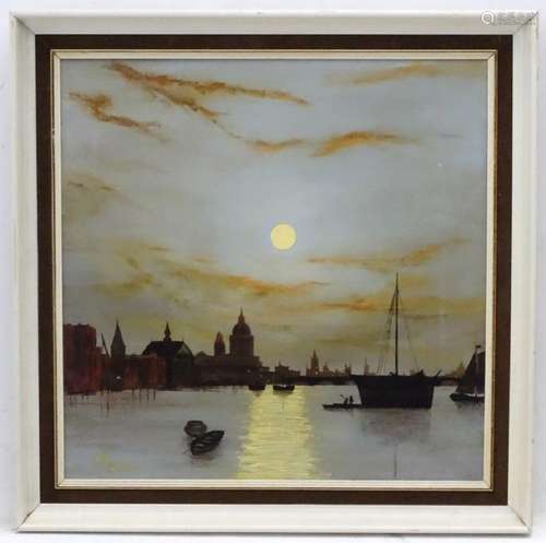 W R Holdon? Mid - late XX, Oil on canvas, Moonlight on