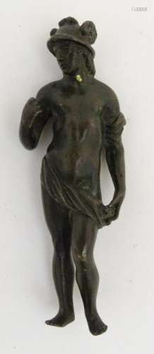 XVII, Patinated bronze sculpture, Hermes, God of Trade