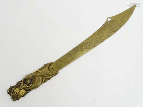 Meji Shibuichi, Shakudo paper knife: a late 19thC