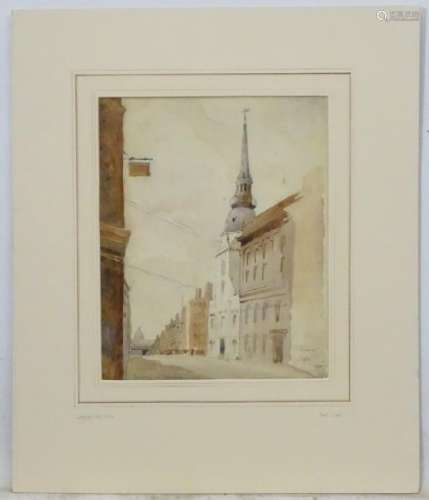Tom Carr, 1929, Pencil and watercolour, 'Ludgate Hill'