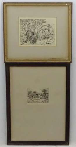 Russell Sidney Reeve (1895-1970), Two signed etchings,