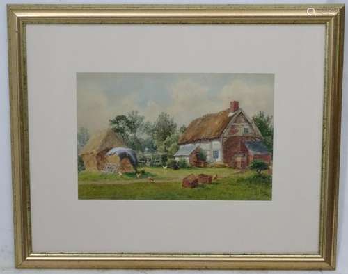 Ward Heys (XIX), Watercolour and gouache,  A thatched