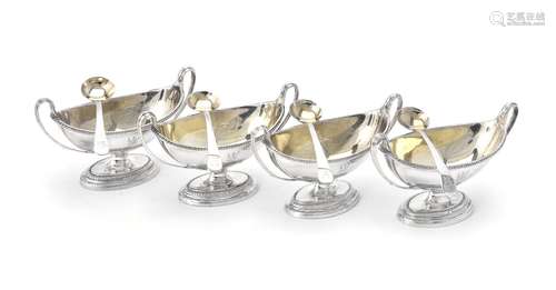 A set of four George III silver salt cellars by Paul Storr