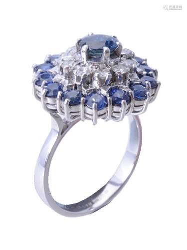 A sapphire and diamond cluster ring