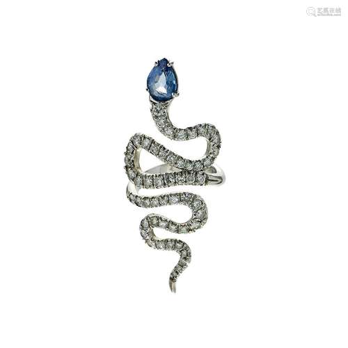 A sapphire and diamond serpent dress ring