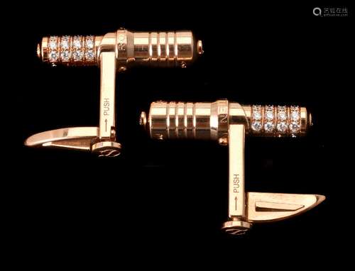 A pair of gold coloured RZ8 MK II Ziletto cufflinks by Roland Iten