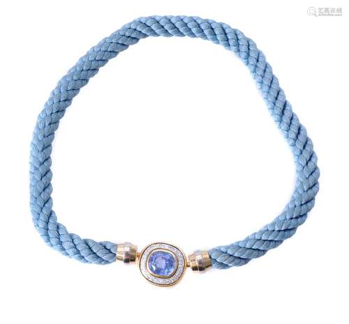 A sapphire and diamond cluster clasp