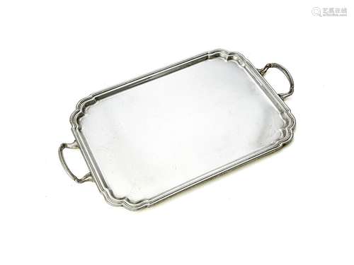 An American silver coloured twin handled tray by Tiffany & Co.