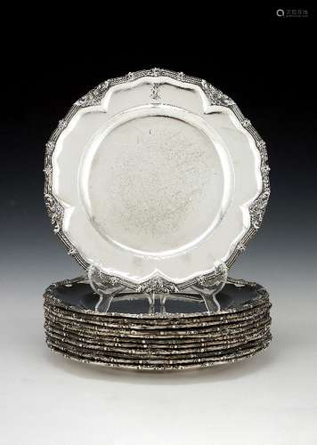 [Royal House of Hannover interest] A set of twelve German silver dinner plates from the Hardenberg s