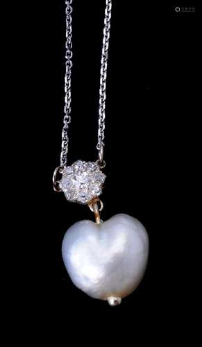 A natural pearl and diamond necklace