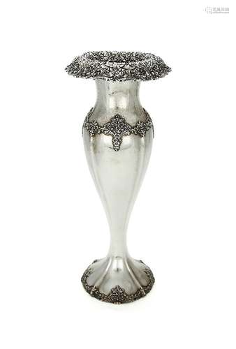 An American Art Nouveau silver tall vase by Theodore B. Starr