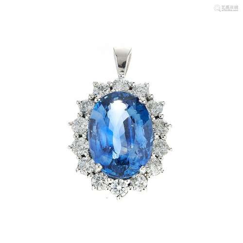 A sapphire and diamond cluster pendant