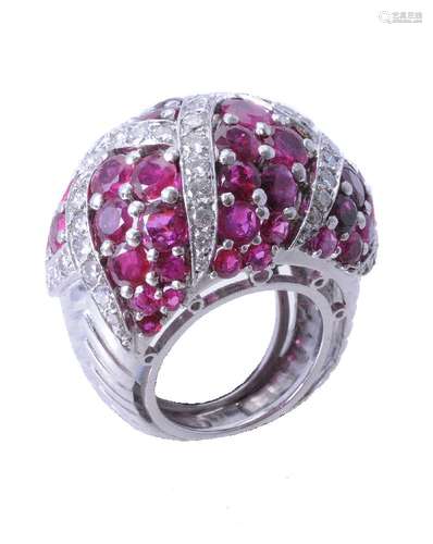 A ruby and diamond bombè dress ring