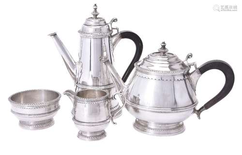 An Italian silver coloured four piece tea and coffee service by Serra Roma