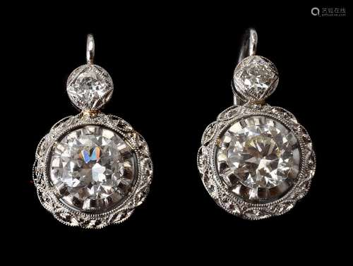 A pair of diamond earrings