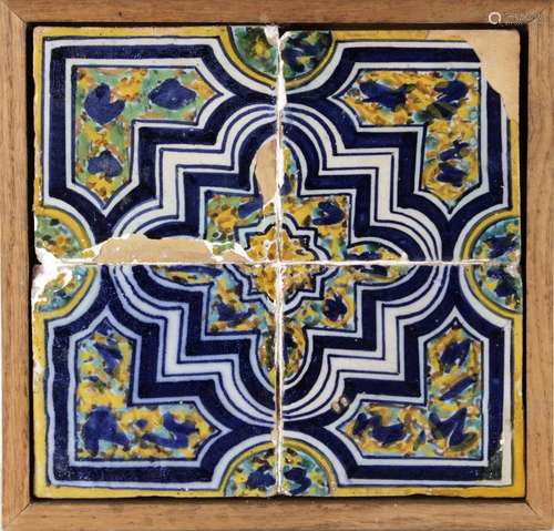 Plafón con cuatro azulejos catalanes de muestra s.XVII