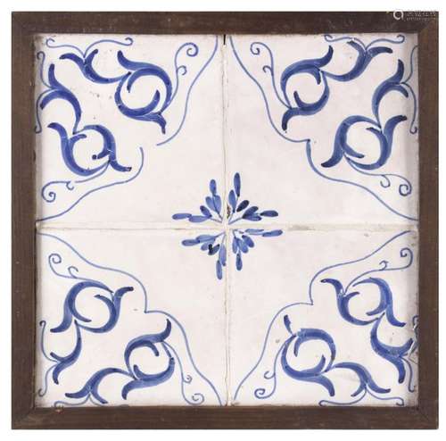 Plafón con cuatro azulejos catalanes de muestra s.XIX