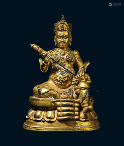 清代 铜鎏金地藏王菩萨像