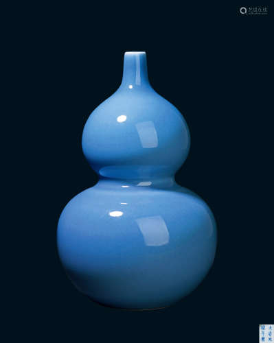 清代 清光绪天蓝釉葫芦瓶