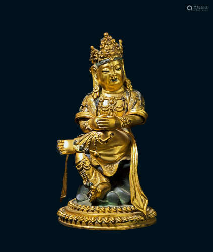 清代 铜鎏金观音菩萨像