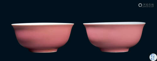 清代 清光绪霁红釉碗 （一对）