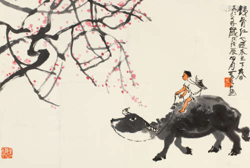 李可染(1907-1989) 戊辰（1988年）作铁骨红心 镜心 设色纸本