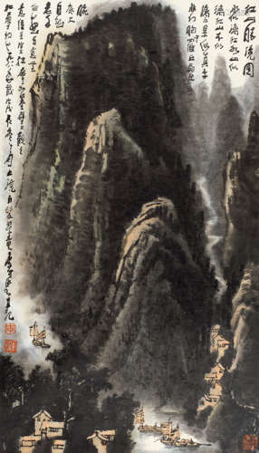 李可染 (1907-1989)戊辰（1988年）作江山胜境图 镜心 设色纸本