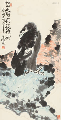 李苦禅(1899-1983) 雄鹰图 立轴 设色纸本