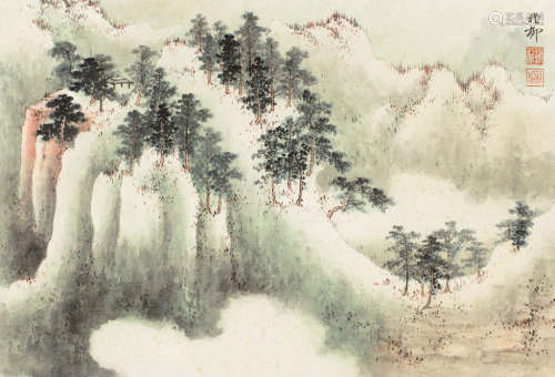 谢稚柳(1910-1997) 山水 镜心 设色纸本