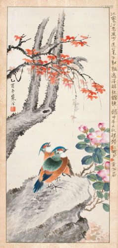 江寒汀(1903-1963) 乙酉（1945年）作花鸟 镜心 设色纸本