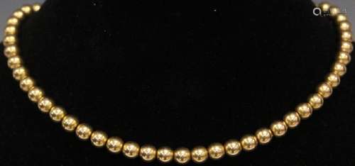 LADY'S 14KT YELLOW GOLD BEADED & CHAINED NECKLACE