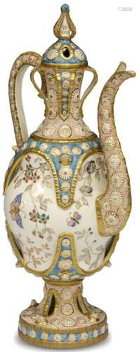 FISCHER & BUDAPEST PAINTED URN, 19TH C.