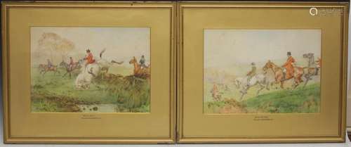 HUGH JOHNSON, SET OF (4) WATERCOLORS, EQUESTRIAN