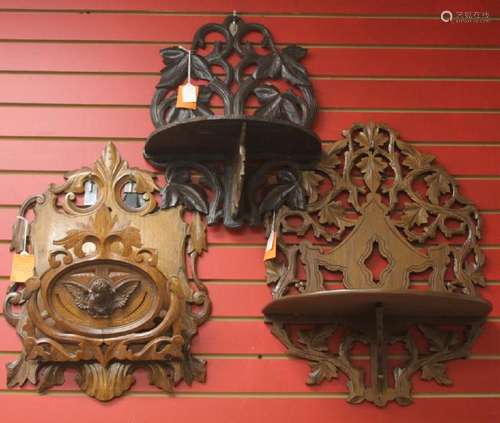 LOT OF (3) VICTORIAN WALNUT SHELF RACKS