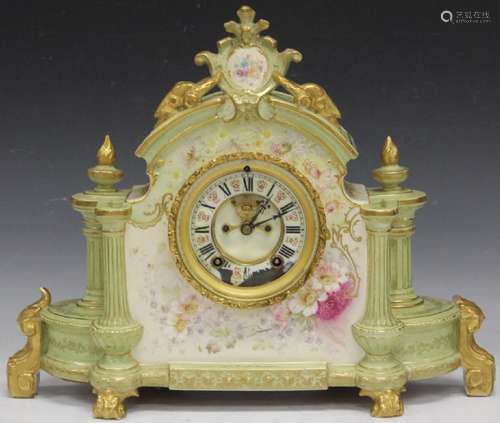 ANSONIA PORCELAIN MANTLE CLOCK, 17