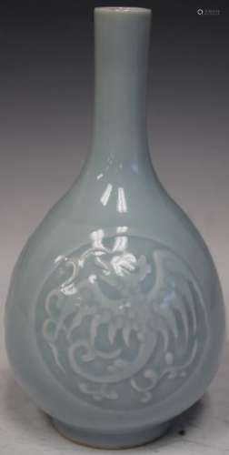 CHINESE BLUE CELADON VASE W/ YONGZHENG MARK