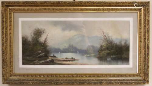 VINTAGE PASTEL PAINTING, WITH GOLD GILT FRAME