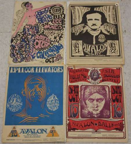 LOT OF (4) VINTAGE ROCK POSTERS, INCL. AVALON