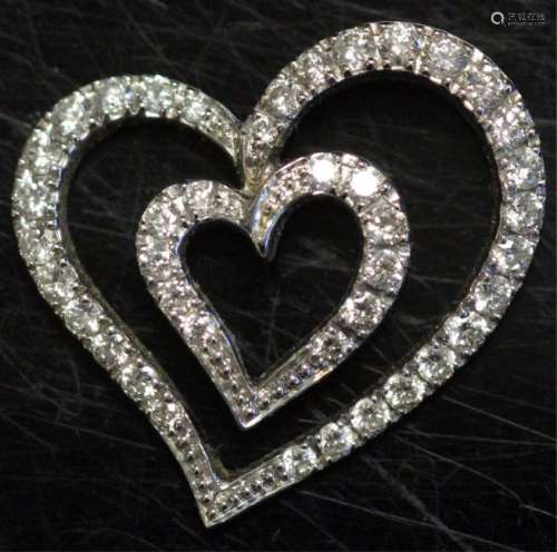 DIAMOND 14KT WHITE GOLD HEART SHAPED PENDANT