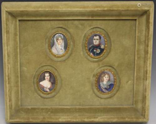 FRENCH NAPOLEAN MINATURE PORTRAITS, FRAMED