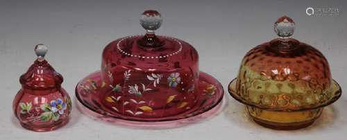 LOT OF (3) VICTORIAN CRANBERRY GLASS DISHES