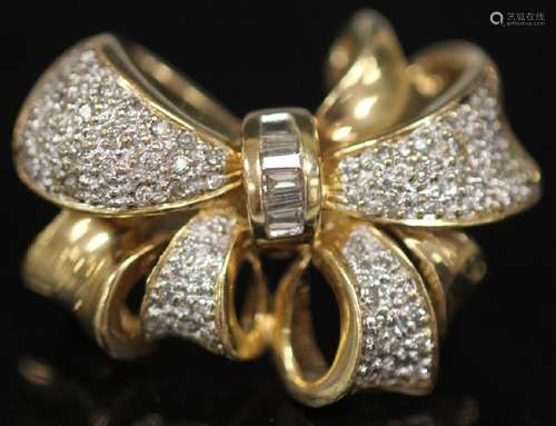 DIAMOND 14KT YELLOW GOLD BOW TIE PENDANT