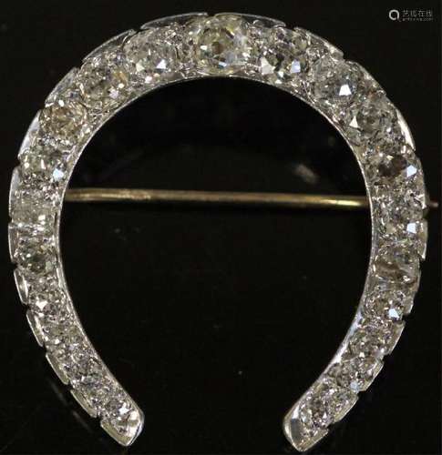 ANTIQUE 14KT GOLD HORSESHOE PIN W/ DIAMONDS