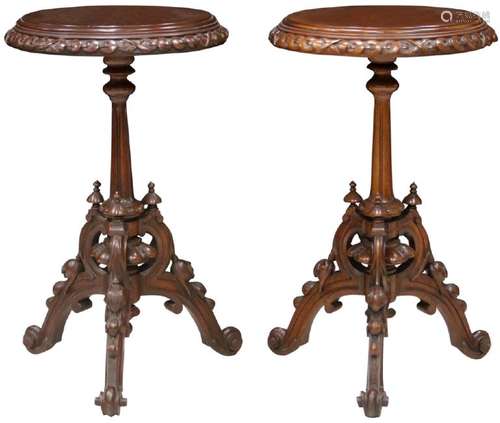 PAIR OF AMERICAN RENAISSANCE REVIVAL WALNUT TABLES