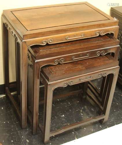 SET OF (3) VINTAGE CHINESE STACKING TABLES