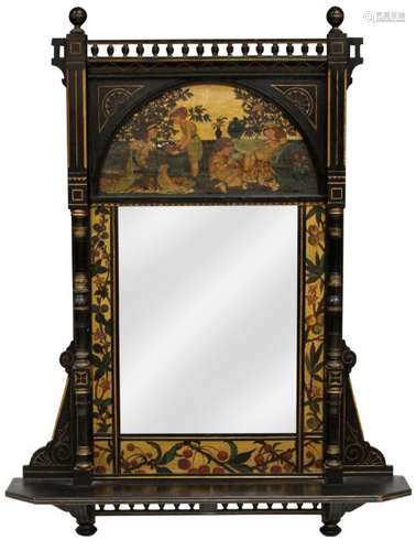 VICTORIAN EBONIZED WALL MIRROR